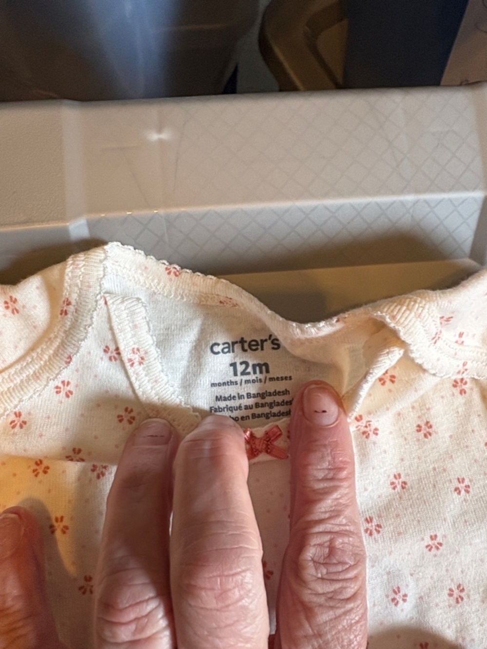 Carter's Cream Floral Short-Sleeve Bodysuit with Pink Print and pink pants - Picture 4 of 8